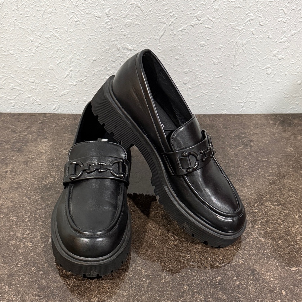 MUDD Roey Chunky Lug Sole Loafers with Plastic Chain Y2K‎ Goth Grunge Size 10